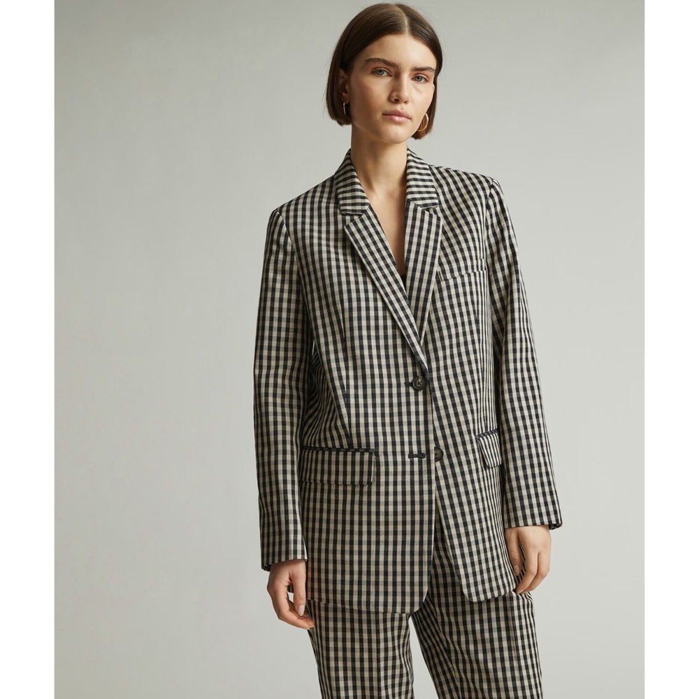 New Everlane The TENCEL™ Oversized Blazer in Khaki/Black Size 10